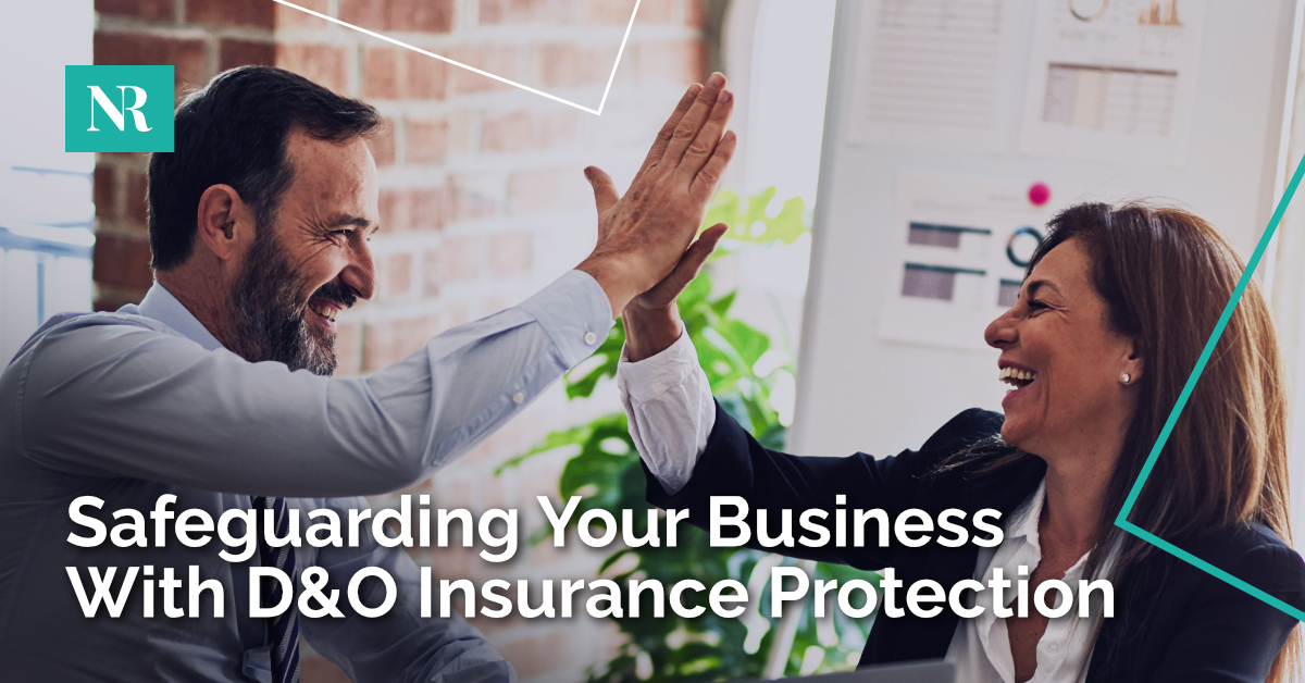 Image of two people giving each other the high-five with the text, Safeguarding Your Business With D&O Insurance Protection
