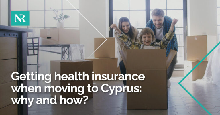 Picture of a family packing and playing with their child, with the words, Getting Health Insurance When Moving to Cyprus, Why and How