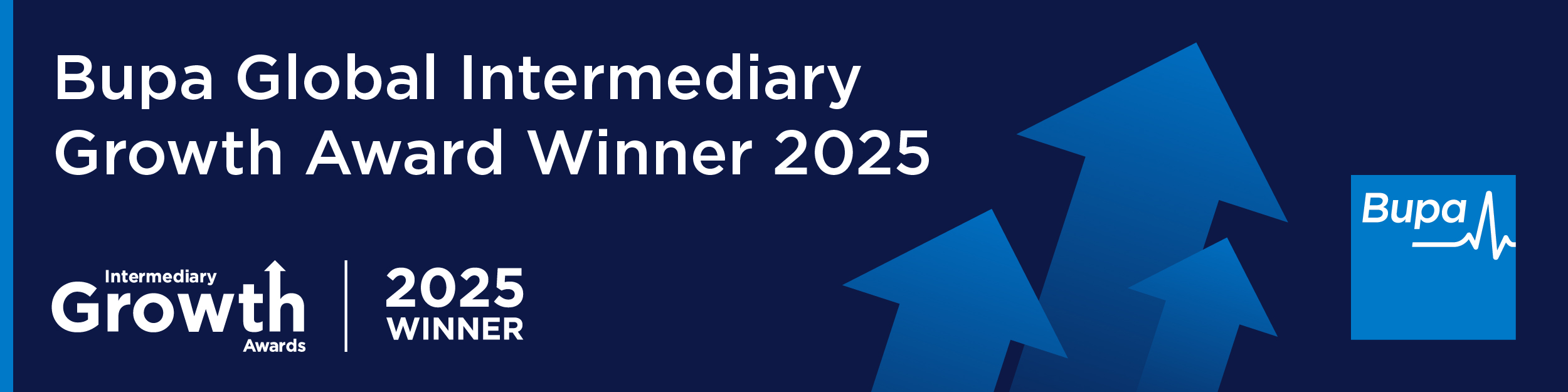 Banner image with the words, Bupa Global Intermediary Growth Award Winner 2025